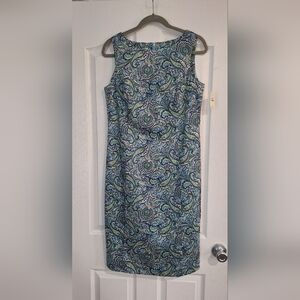 Talbots Blue and Green Paisley Midi Dress